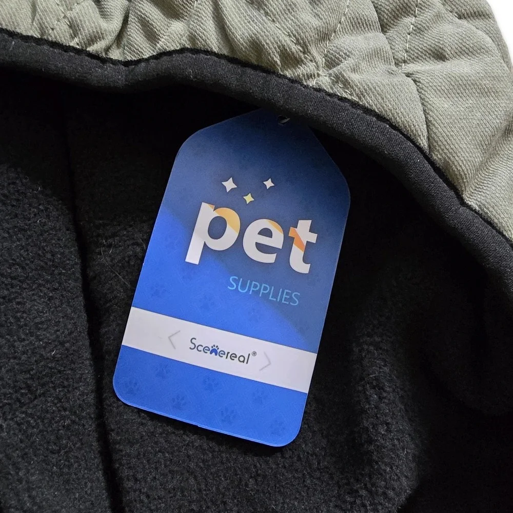 Scenereal Quilted Dog Jacket XL Olive Green Fleece Lined Harness D-Ring NWT